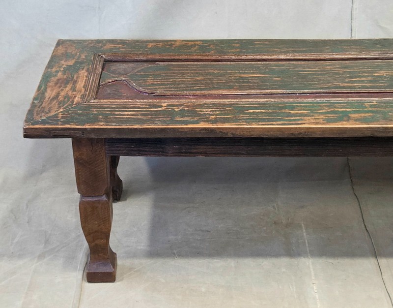 Vintage Teak Coffee Table Made From an Old Reclaimed Door With Green Paint gallery