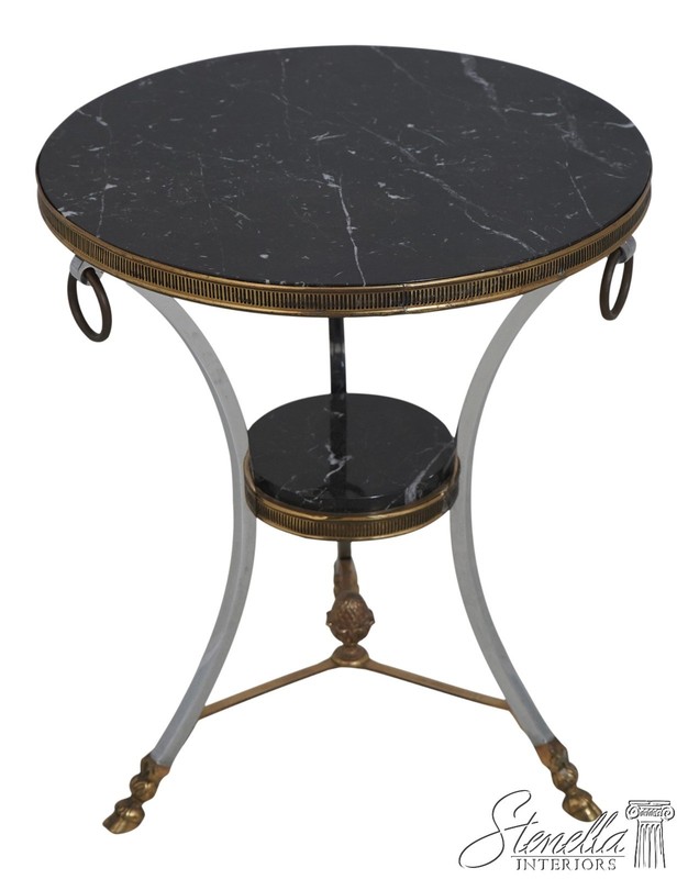 LF71178: Regency Style Steel & Brass Marble Top Occasional Table