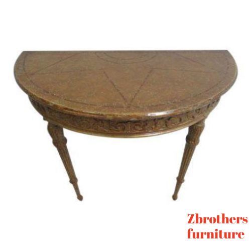 Theodore Alexander Distressed Painted Italian Regency Demi Lune Console Table