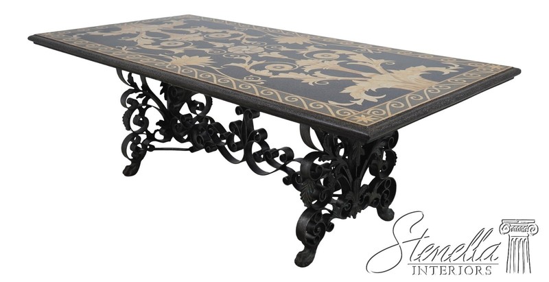 L68304: MAITLAND SMITH Neoclassical Wrought Iron Base Dining Room Table