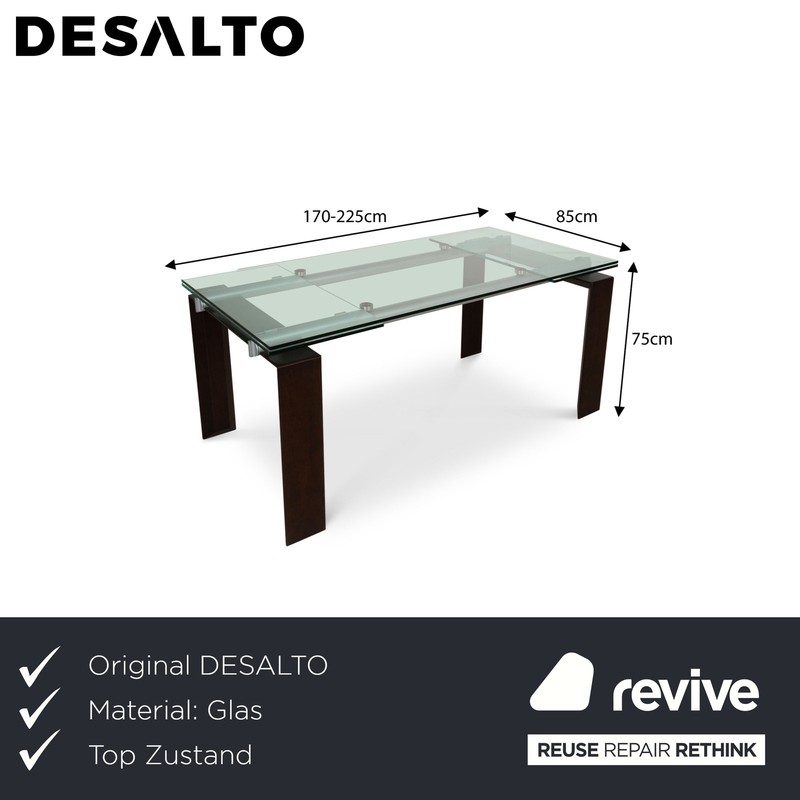 Desalto Stilt Glass Dining Table Brown Extendable Function 170-225 X 75 X 85Cm gallery