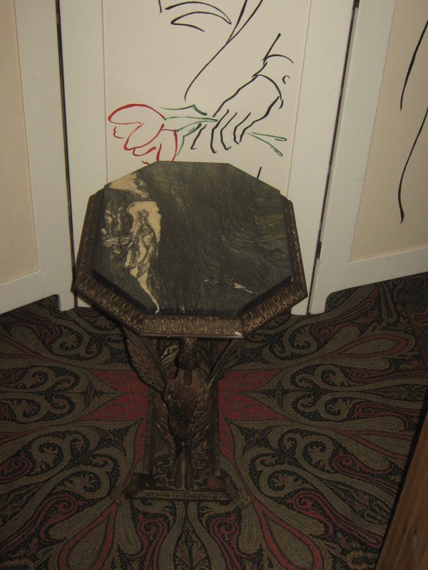 ANTIQUE CAST IRON METAL & MARBLE TOP TWO SWAN ACCENT TABLE ABE FRIEDMAN DESIGNER gallery
