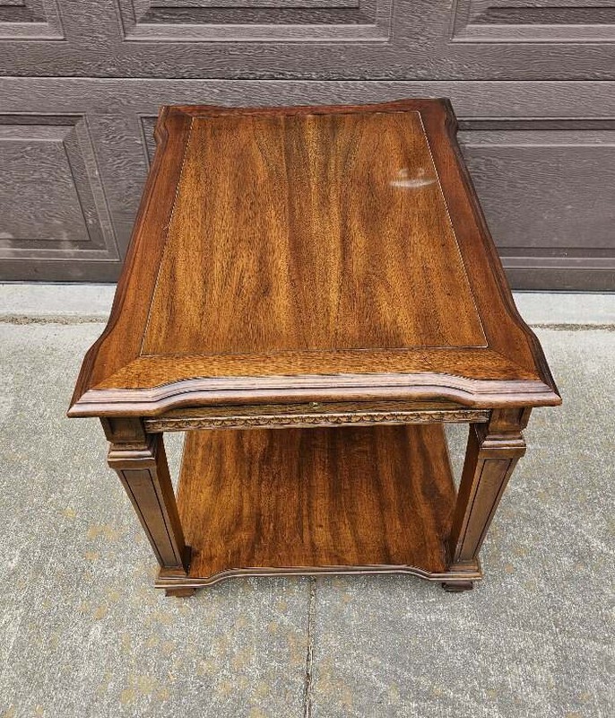 Vintage Walnut End Table 2 Tier Pull Out Shelf #1 gallery