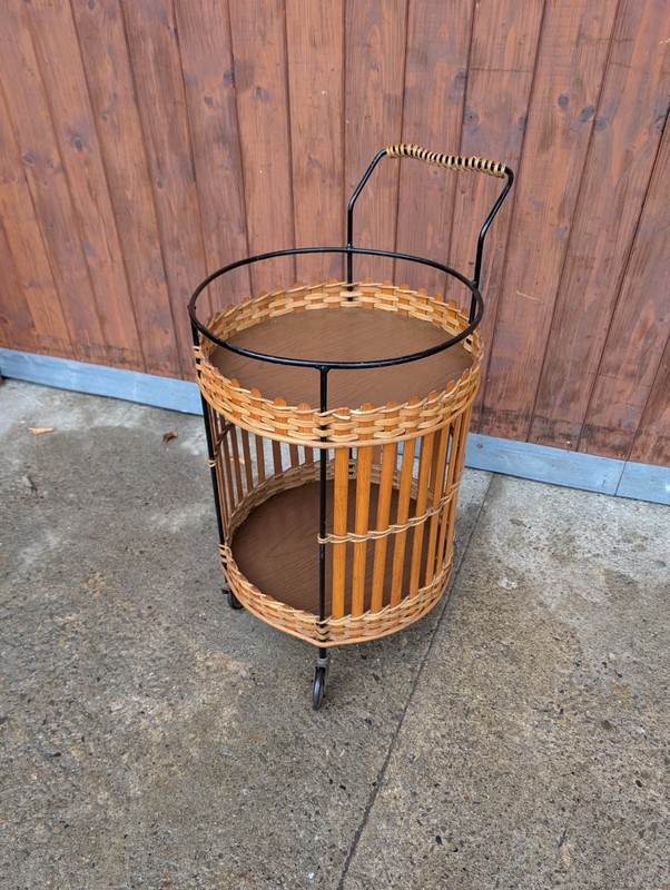 Serving Cart Tea Cart Walnut 60s Table Side Table Brass Mid Century
