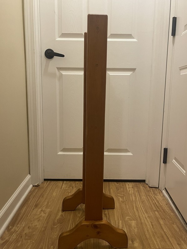 Vintage 3-Tier Wood Round Folding Table Pie Stand Plant Shelf Oak gallery