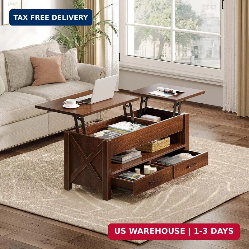Coffee Table, 47.2" Lift Top Coffee Table with 2 Storage Drawers and gallery