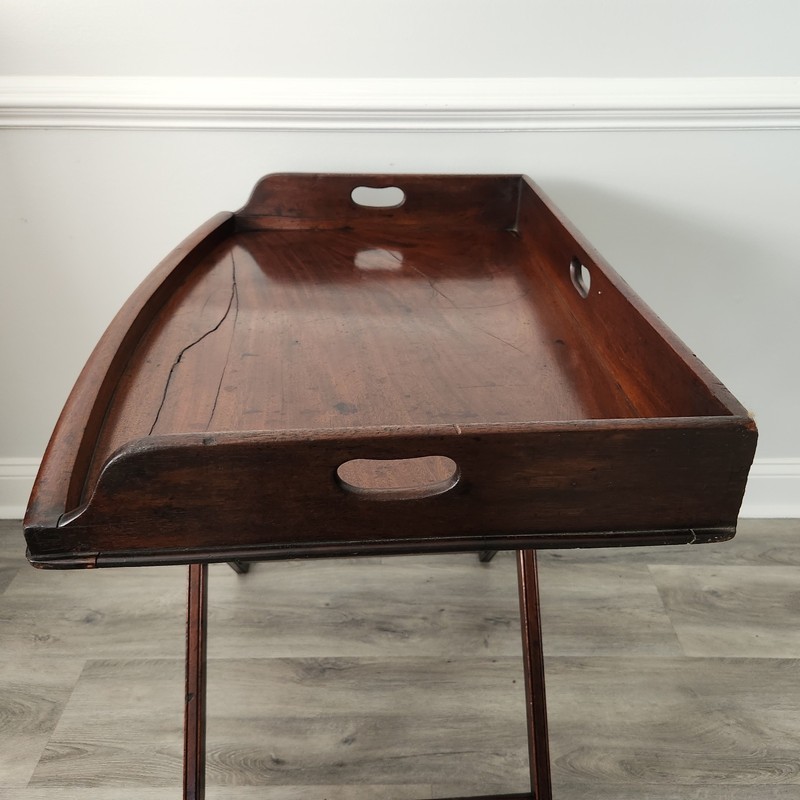 18th Century Butler's tray with stand circa 1810 with Deep patina. gallery