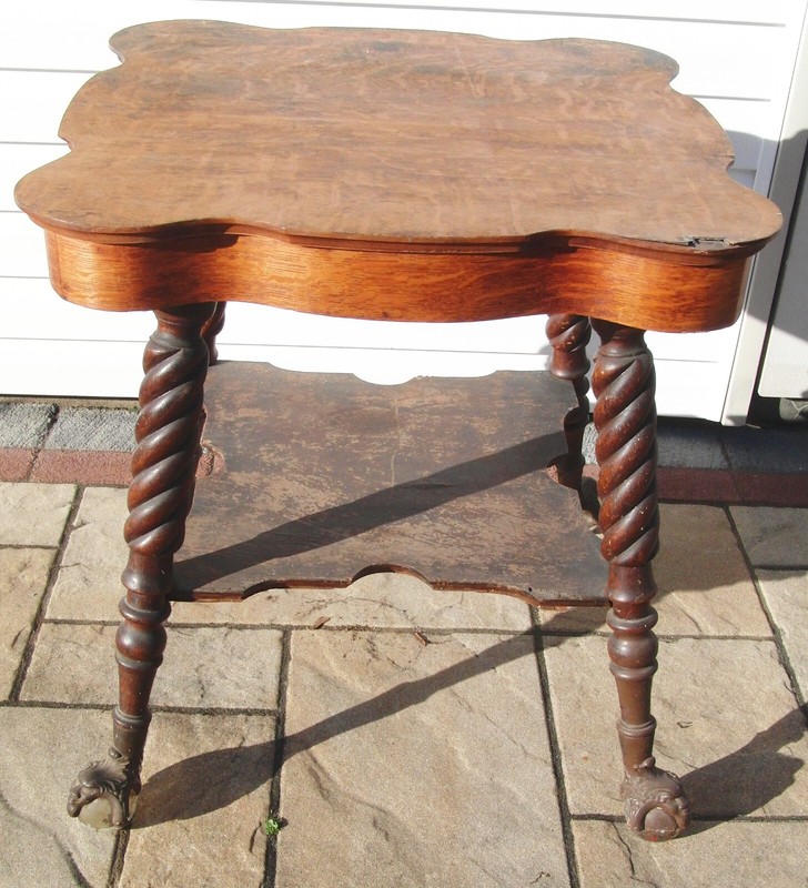 Victorian Oak Table Cast Iron & Glass Furniture Feet Victorian Face Swirl Legs gallery