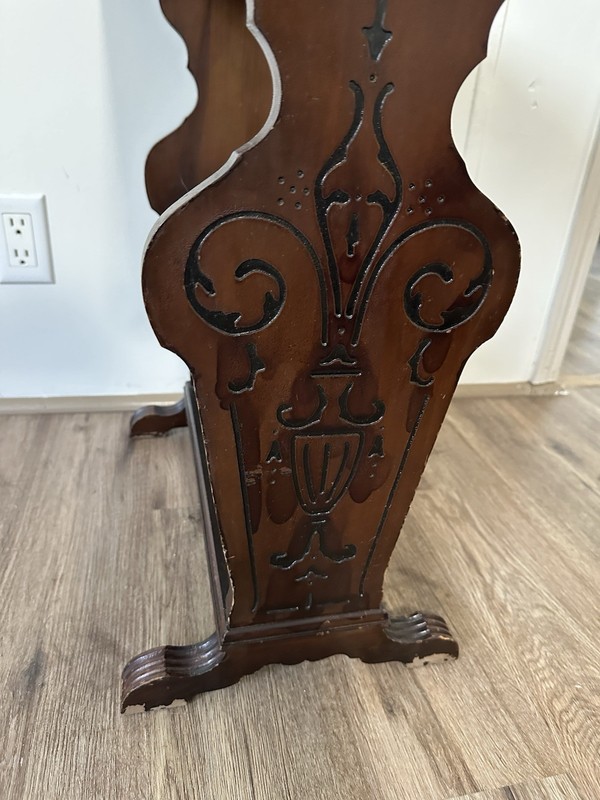 Vintage Walnut Magazine Rack Scrolled Carved Traditional Lamp End Table gallery
