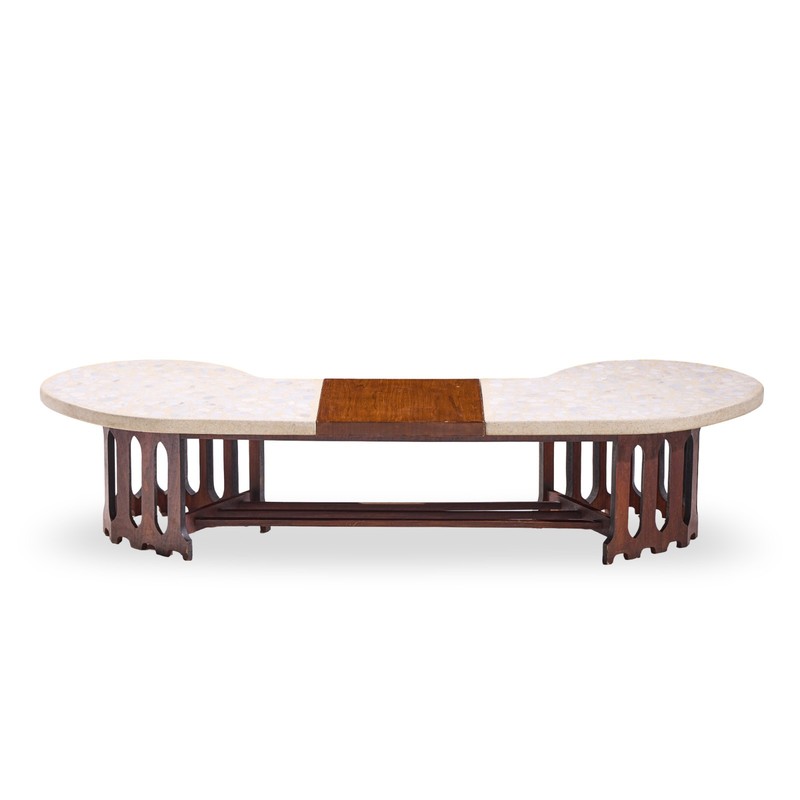 Harvey Probber Mid Century Walnut and Terrazzo Marble Top Coffee Table gallery