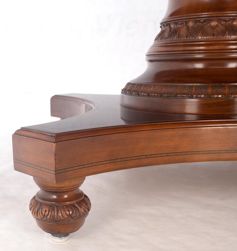Banded Oval Racetrack Shape Carved Double Pedestal Burl Walnut 13' Long Dining gallery