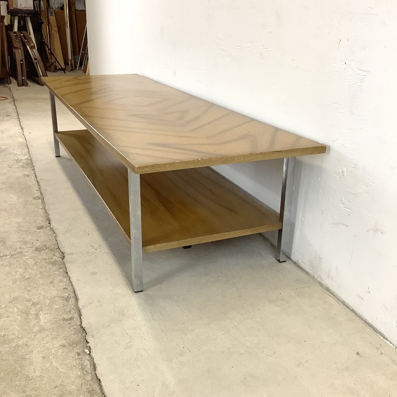 MCM Two-Tier Wood and Chrome Coffee Table gallery