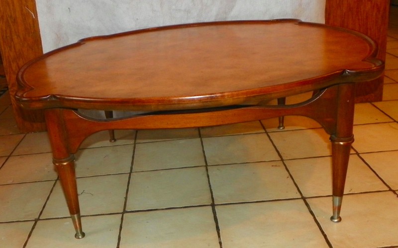 Walnut Mid Century Leather Top Coffee Table by Tomlinson (CT168)