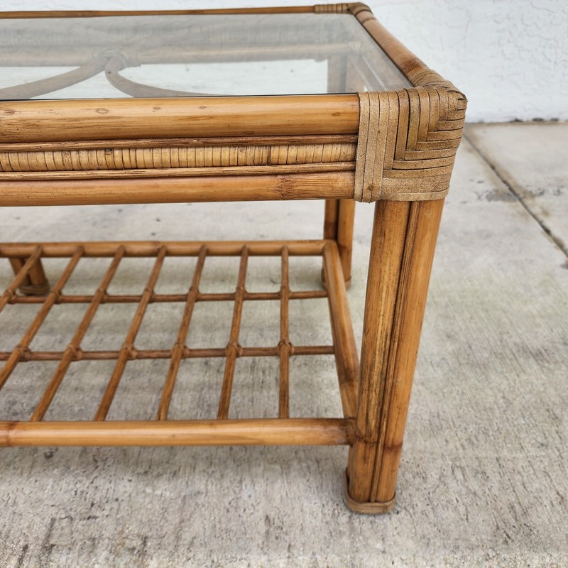 Vintage Bamboo Rattan Coffee Table gallery