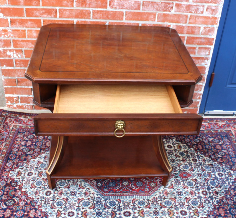 American Baker Walnut Side Table / Small Writing Desk With Drawer gallery