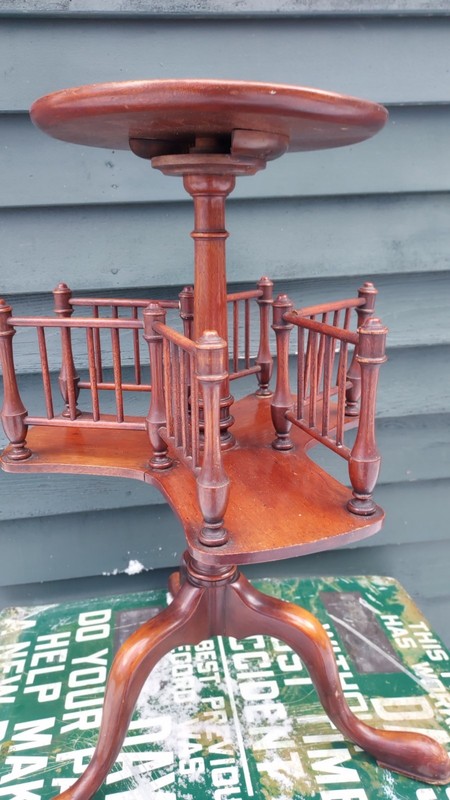 Antique Mahogany Library Stand End Table rare