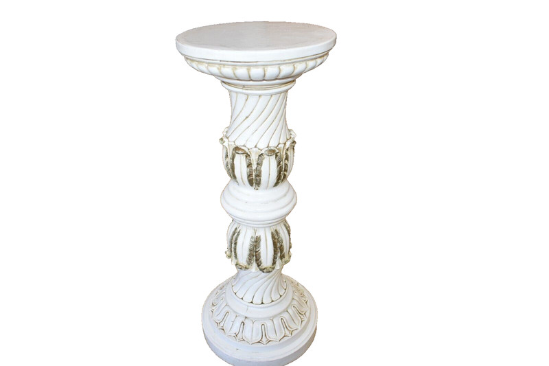 Vintage White Faux Marble Pedestal Plant Stand gallery