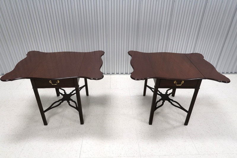 Pair Councill Mahogany Chippendale Drop Leaf Large End Tables gallery