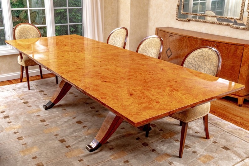 Vintage Art Deco Style Rectangular Extension Dining Table