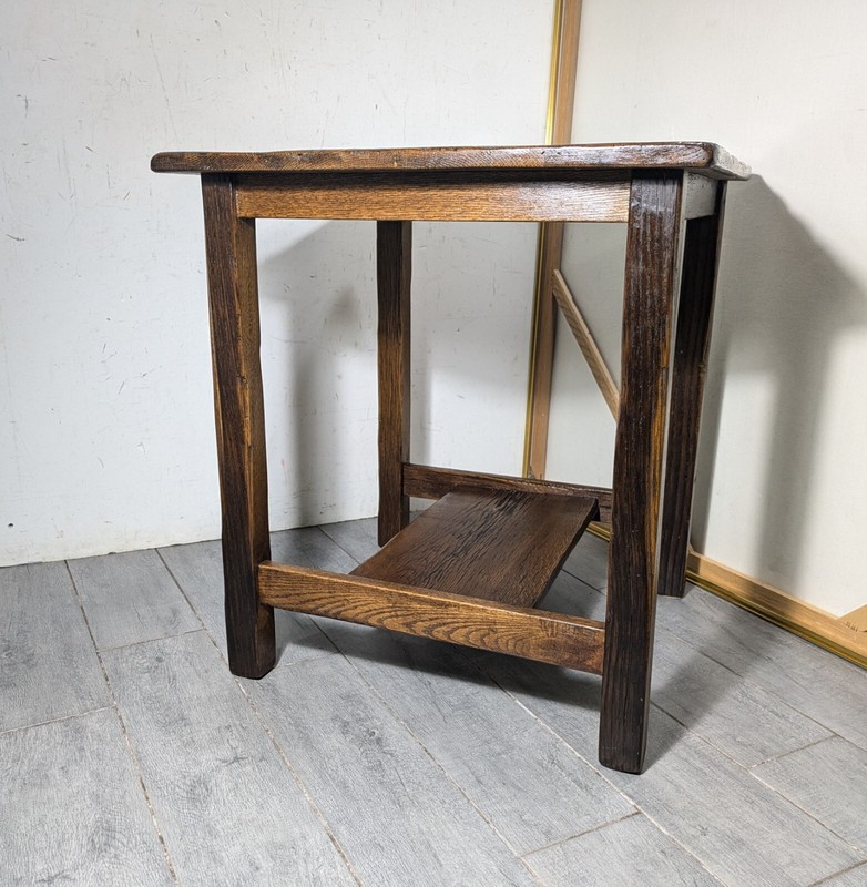 Vintage Rustic Farmhouse Mission Arts & Crafts Style Solid Oak Wood Table C71 gallery