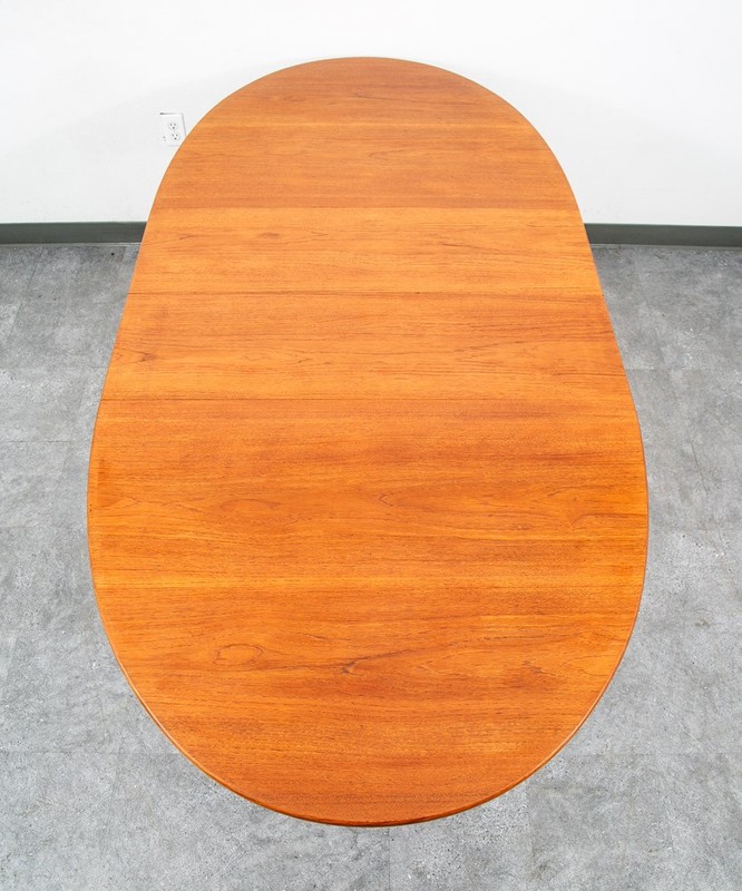 Mid Century Danish Modern Dining Table Teak John Stuart Soborg Oval Leaf x2 Mcm gallery