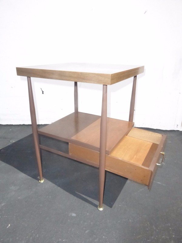 Vintage Danish Mid Century Modern Two Tier Side End Table use as Nightstand gallery