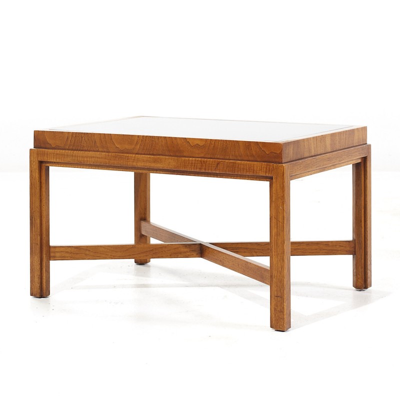 Drexel Heritage Mid Century Walnut and Smoked Glass Side End Table gallery