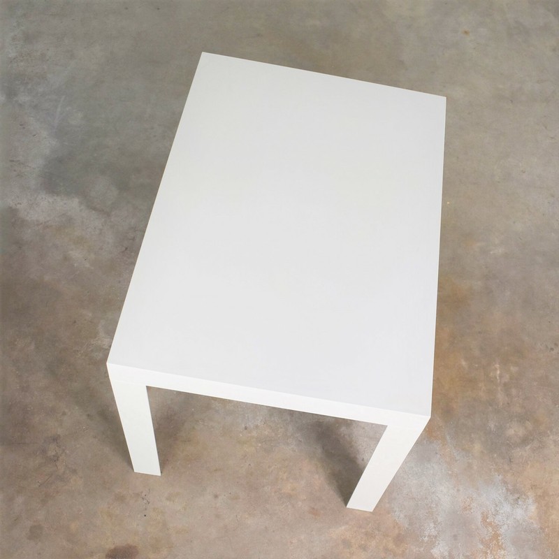 Modern White Molded Plastic Rectangular Parsons Style Side Table Style Syroco gallery