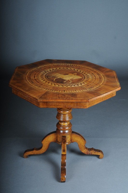 Antique Baroque Side Table With Inlays, 19th Century gallery