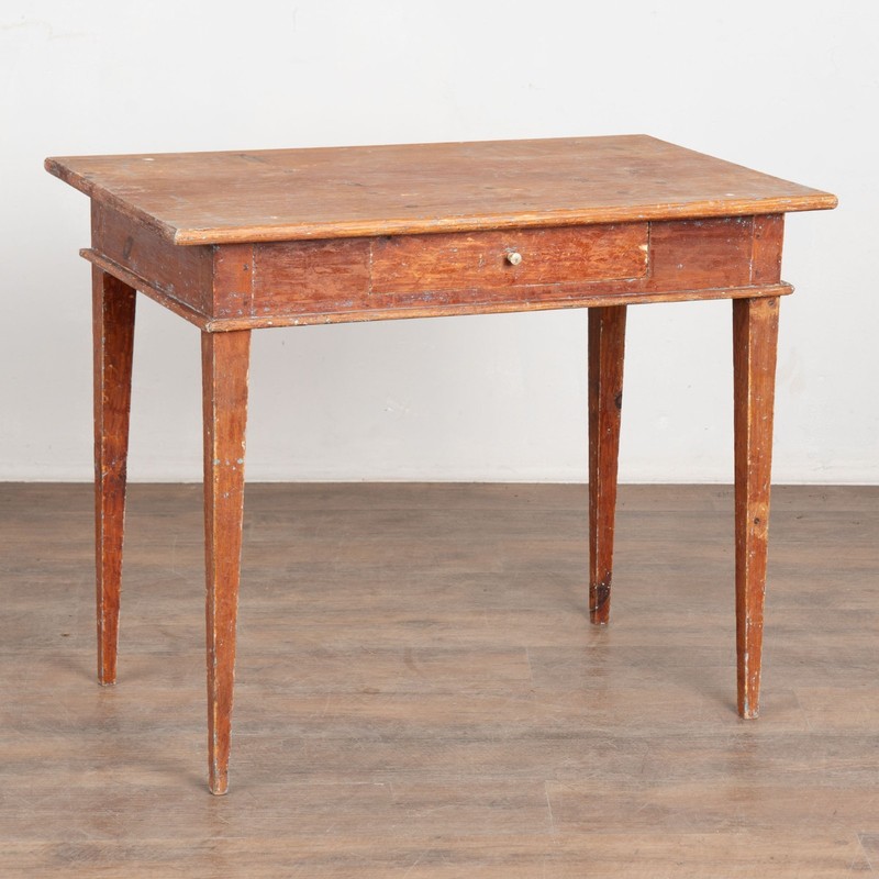 19th Century Swedish Pine Side Table with Original Brick Red Painted Finish