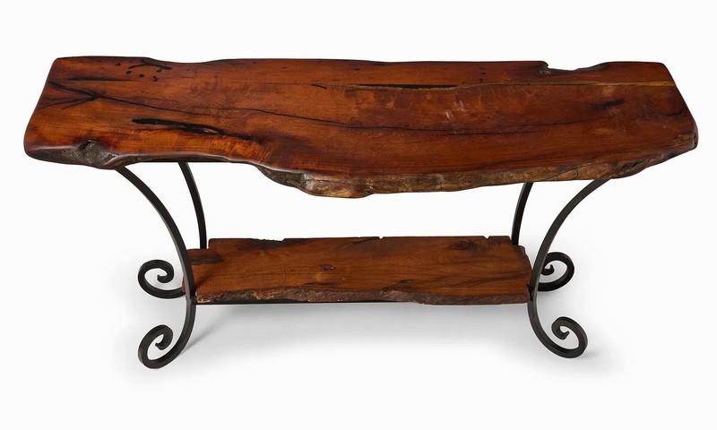 Spanish Style -Two Tier Wood & Iron Console Table