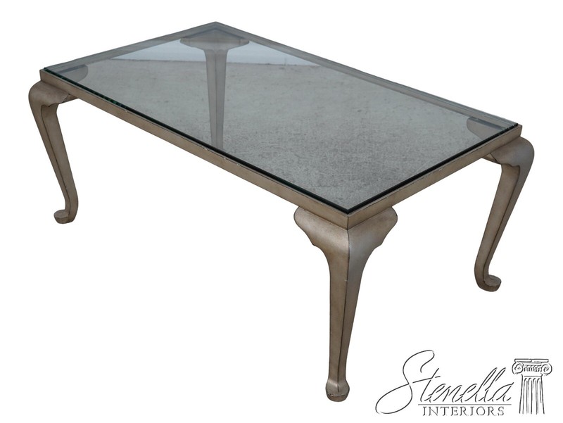 60023EC: Heavy Iron Base Decorator Glass Top Coffee Table