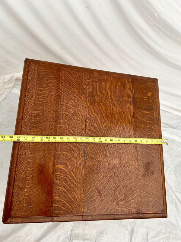Antique Victorian Table bottom shelf Tiger Oak Thick Barley Twist legs Ball feet gallery