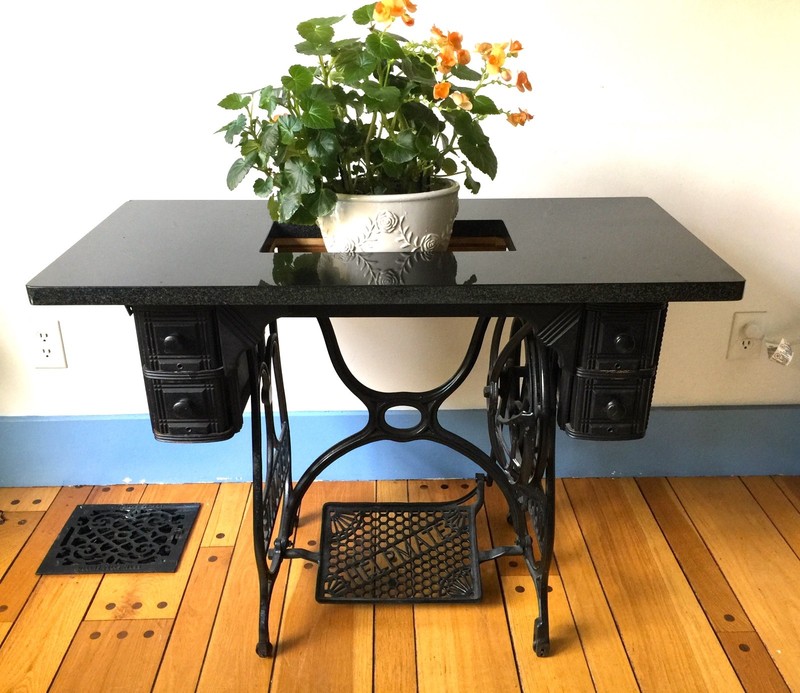 Antique HELPmate Sewing Table with marble top