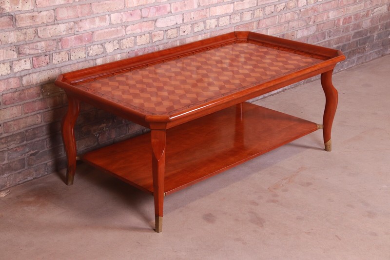 John Widdicomb Italian Provincial Parquetry Top Two-Tier Coffee Table gallery