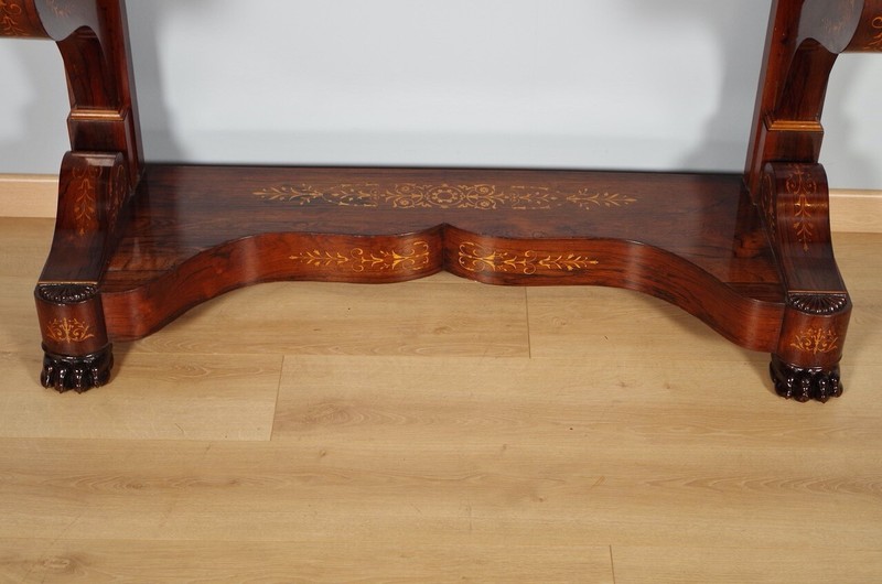 Charles X Inlaid Rosewood Console, St. Anne's Marble, circa 1825 gallery