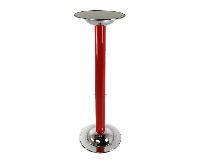 VIntage Loft Side Table Pedestal Chrome Glass table Column Plant stand Bonsai St