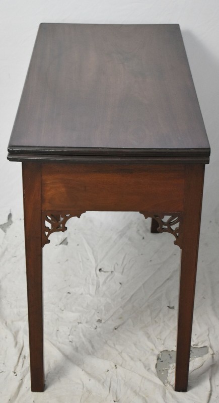 George II Mid-18th Century Mahogany Chinese Chippendale Game Table Flip Top gallery