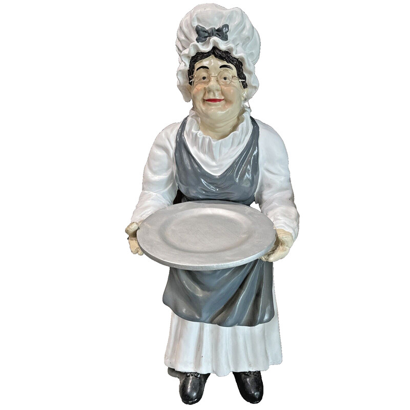 VINTAGE LADY WAITRESS STATUE FIGURE WITH SERVING TRAY – 44”H