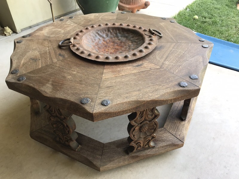 Vintage Octagon Mexican Copper Table Top Small Fire Pit gallery