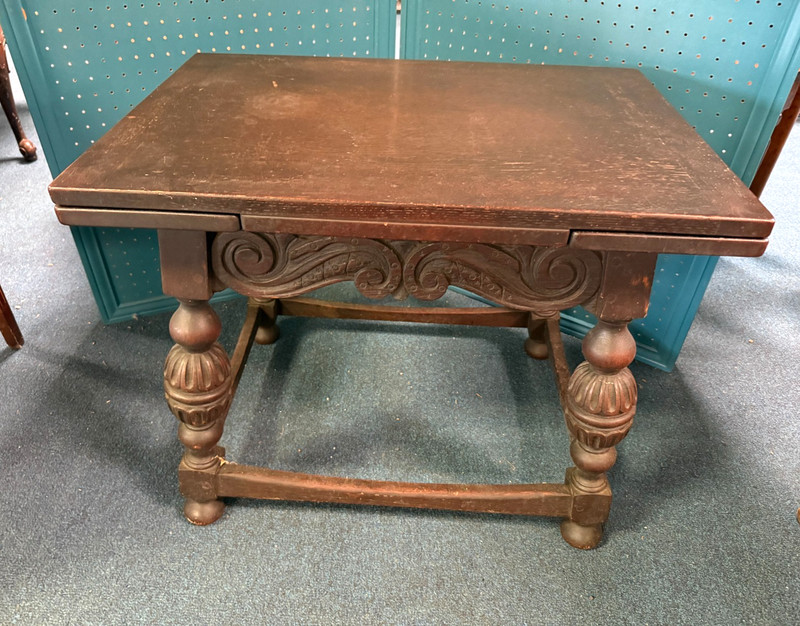 ANTIQUE OAK LIFETIME JACOBEAN DRAW LEAF ACCENT TABLE Local Pickup NORTH CAROLINA