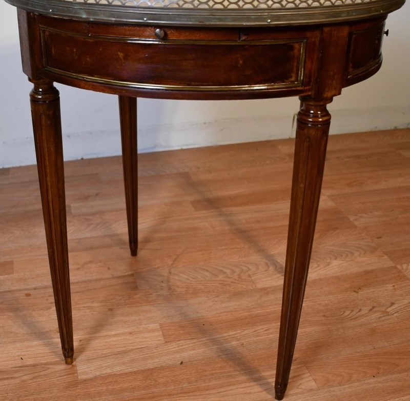 1910s Antique French Louis XVI Mahogany & Marble top Round Center / side Table gallery