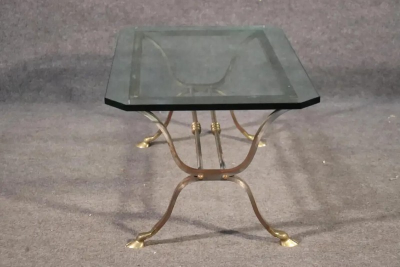 Maison Jansen Louis XV Style Steel and Brass Coffee Table, C1950 gallery