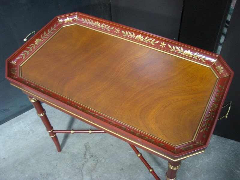 Kindel Furniture "Varney & Sons" Regency Style Tray Top Tea Table; Bamboo Legs gallery