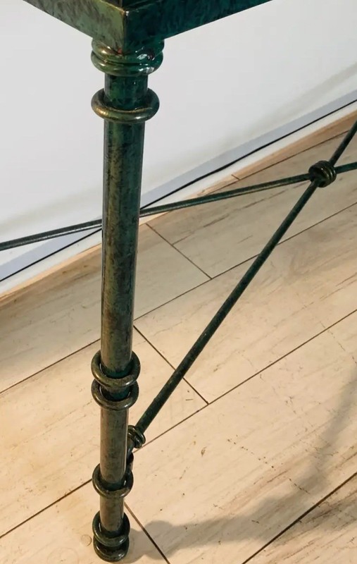 Mid-Century Modern Side Table Verdigris Finish with /Glass After - RARE FIND gallery