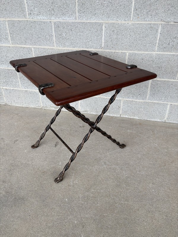 SPANISH REVIVAL STYLE CHERRY & CAST IRON SIDE/END TABLE gallery