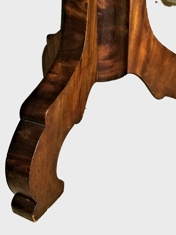Foyer, Center TABLE, c1840 Empire Restauration, Mahogany, White Marble, 30" dia gallery