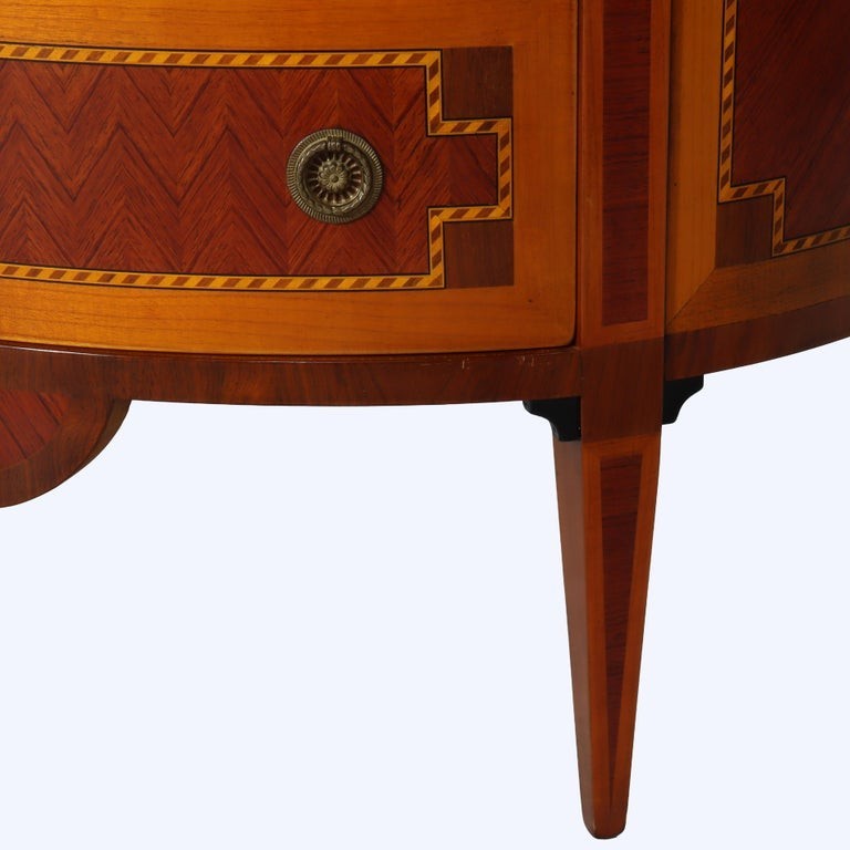 Pair Italian Hepplewhite Style Satinwood & Rosewood Inlaid Demilune Consoles gallery