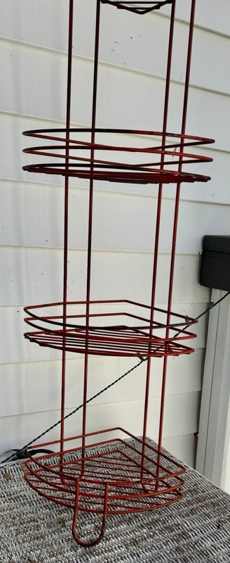 Vintage Wire Rack Metal Plant Stand Table Atomic ORANGE gallery