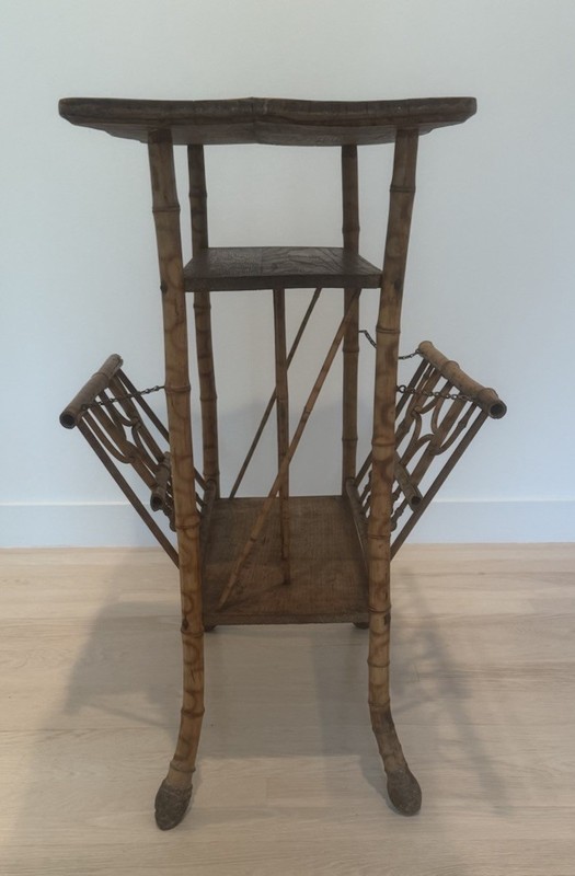 Victorian Burnt Bamboo & Cane Magazine/Accent Table 29 x 26 x 14” gallery